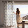 Bloom Lattice Sheer Printed Pack Of 1 Curtain, Blue