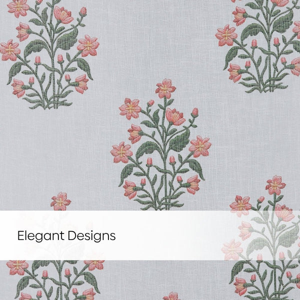 Floral Sprig Sheer Printed Pack Of 1 Curtain, Multicolor