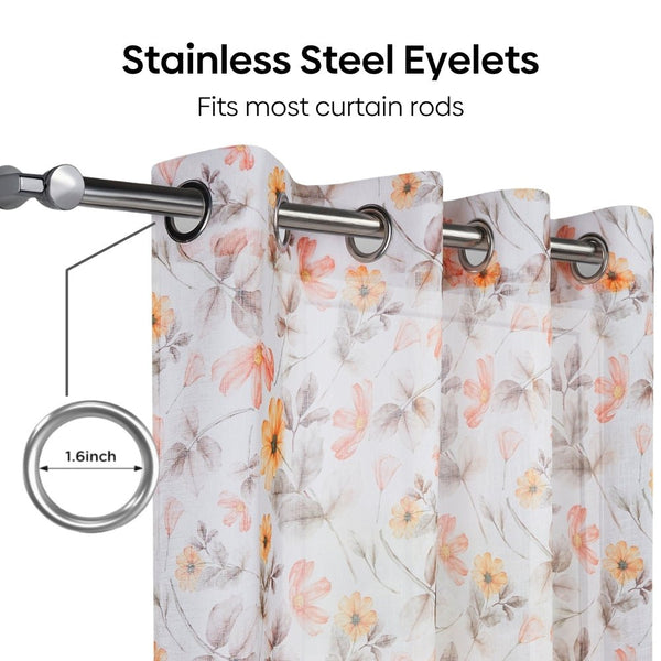 Floral Drift Sheer Printed Pack Of 1 Curtain, Multicolor