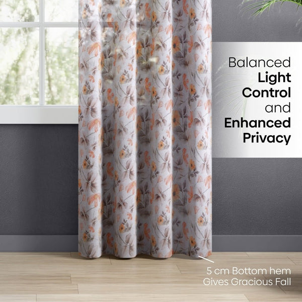 Floral Drift Sheer Printed Pack Of 1 Curtain, Multicolor