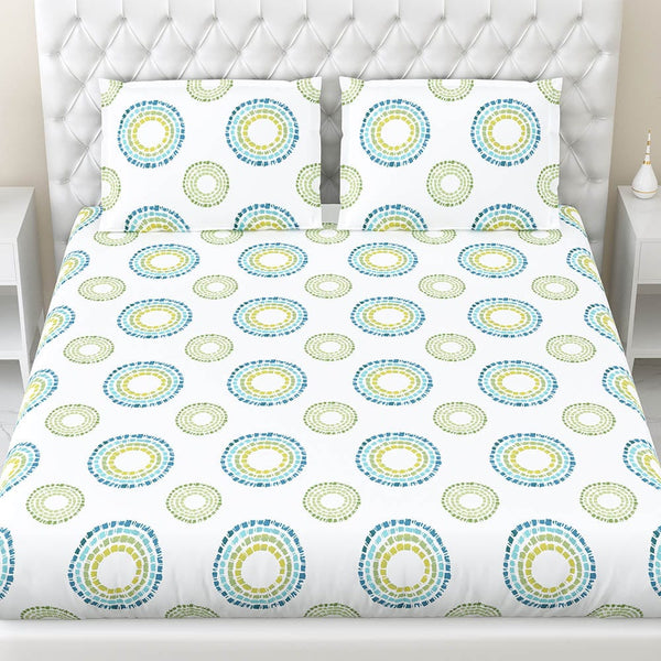 Radiant Circles 100% Cotton Double Bedsheet, 144 TC