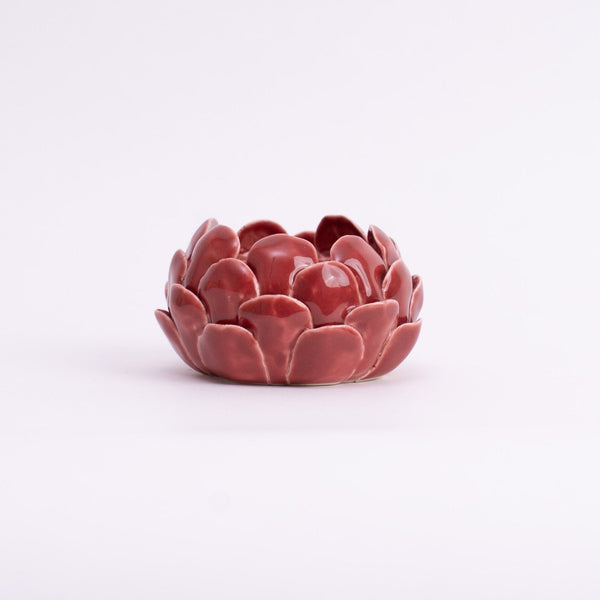 Mahogany Artichoke Tea light holder- Red