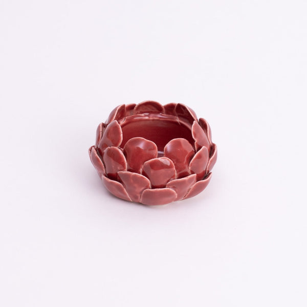Mahogany Artichoke Tea light holder- Red