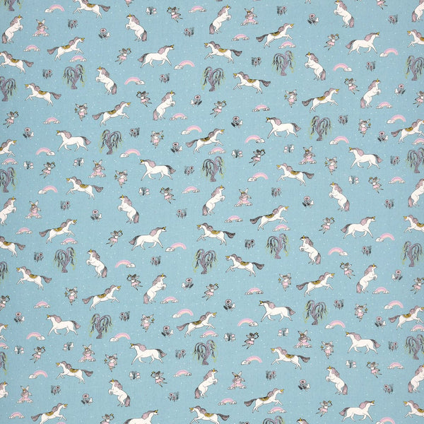 100% Cotton Single Bedsheet for Kids, White Unicorn