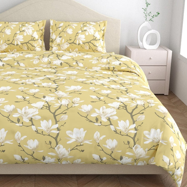 Golden Bloom Trellis 100% Cotton King Bedsheet, 144 TC