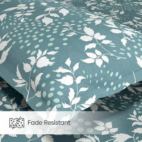 Green foliage 100% Cotton King Fitted Bedsheet, 144 TC