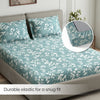 Green foliage 100% Cotton Double Fitted Bedsheet, 144 TC