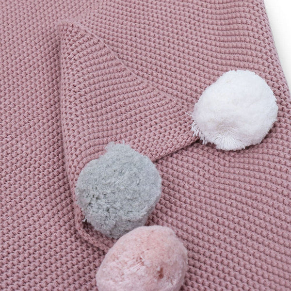 Musk Rose Pom Pom 100% cotton knitted Summer AC blanket 0 - 2 years