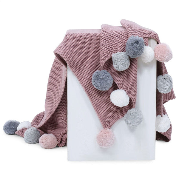 Musk Rose Pom Pom 100% cotton knitted Summer AC blanket 0 - 2 years