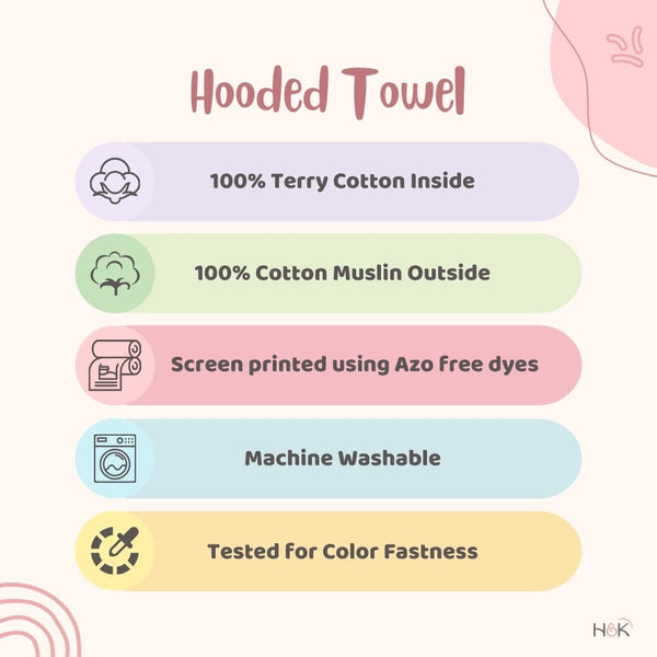 Scarlet On adventure Cotton Muslin Terry Hooded Towel 0- 12 Months
