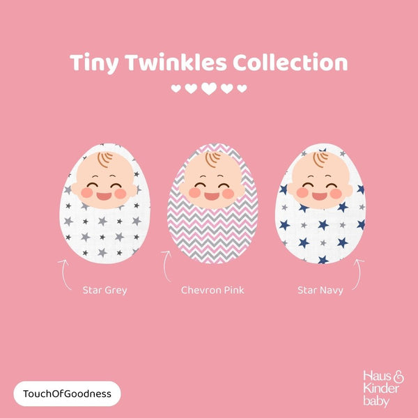 Tiny Twinkles 100% Cotton Muslin Swaddles 0 to 3 Months, Pack of 3
