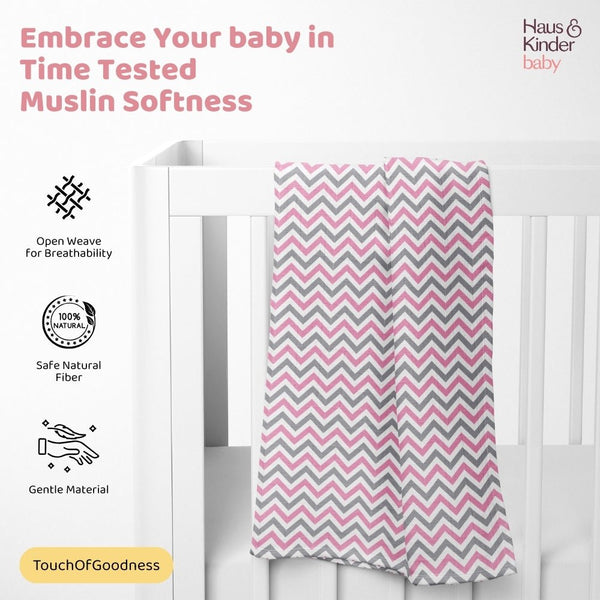 Tiny Twinkles 100% Cotton Muslin Swaddles 0 to 3 Months, Pack of 3