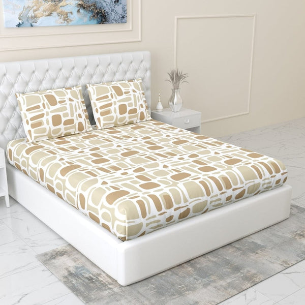 Modern Matrix 100% Cotton King Fitted Bedsheet, 144 TC