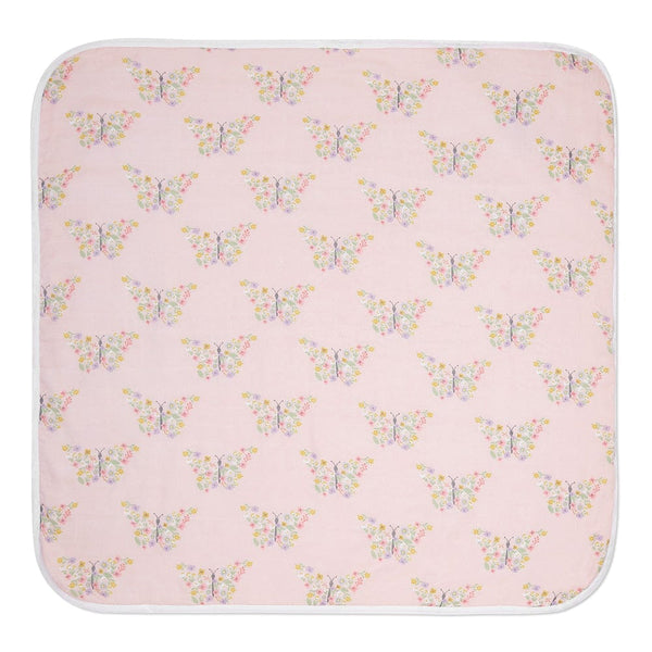 Butterfly Garden Cotton Muslin Terry Hooded Towel 0 - 12 Months