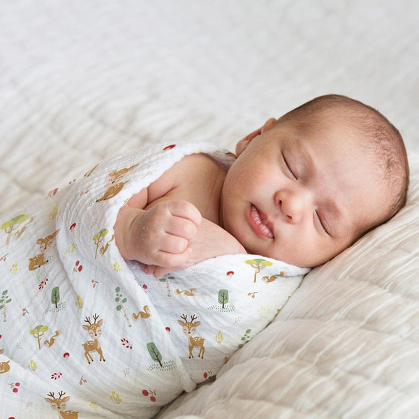 Jungle Safari Collection 100% Cotton Muslin Swaddle Pack Of4 (Woodland, Elephant, Lion, Dot)