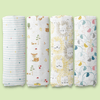 Jungle Safari Collection 100% Cotton Muslin Swaddle Pack Of4 (Woodland, Elephant, Lion, Dot)