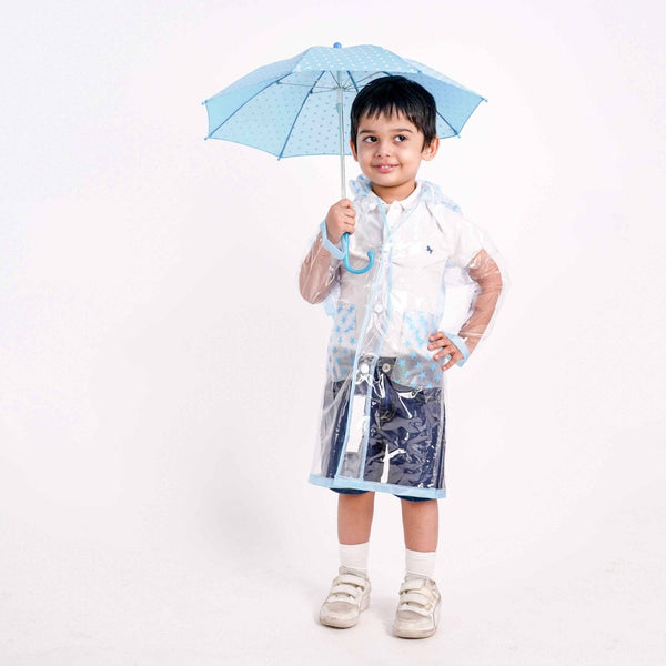 Clear Sky Kids Raincoat with inbuilt Backpack Extension, Clear Blue (2-5Y)