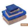 100% Cotton Harmony Combed Bath Set- Pack Of 6(Cobalt, Almond)