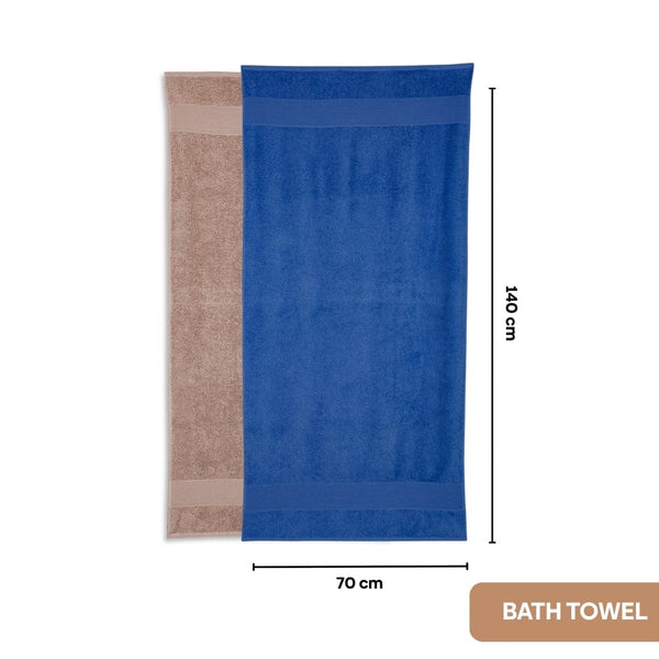 100% Cotton Harmony Combed Bath Set- Pack Of 6(Cobalt, Almond)