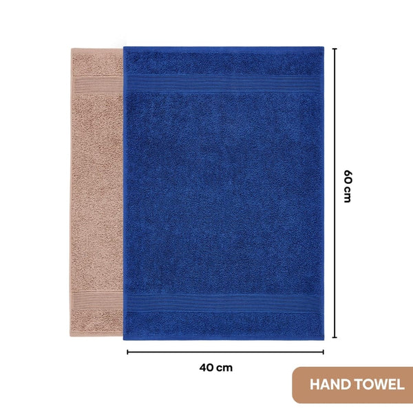 100% Cotton Harmony Combed Bath Set- Pack Of 6(Cobalt, Almond)