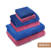 100% Cotton Harmony Combed Bath Set -Pack Of 6(Cobalt, Mulberry)