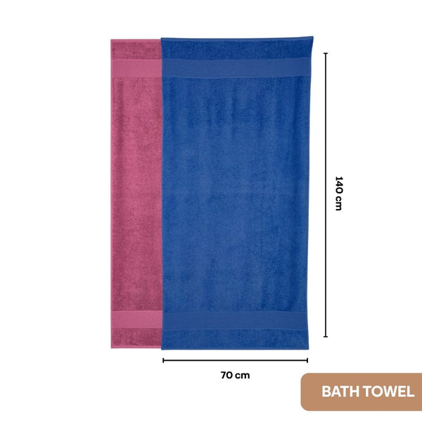100% Cotton Harmony Combed Bath Set -Pack Of 6(Cobalt, Mulberry)