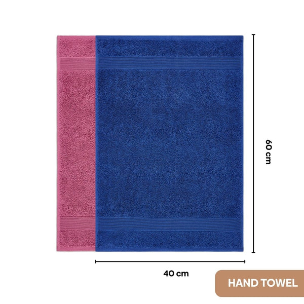 100% Cotton Harmony Combed Bath Set -Pack Of 6(Cobalt, Mulberry)