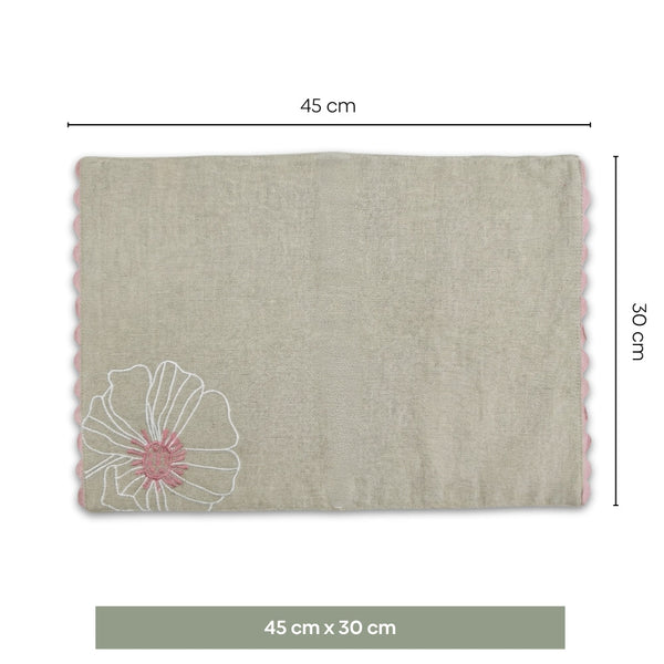 Dune Bloom Embroidered Table Placemat , Taupe (Pack of 2)