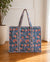 Blue Pink Floral Tote Bag