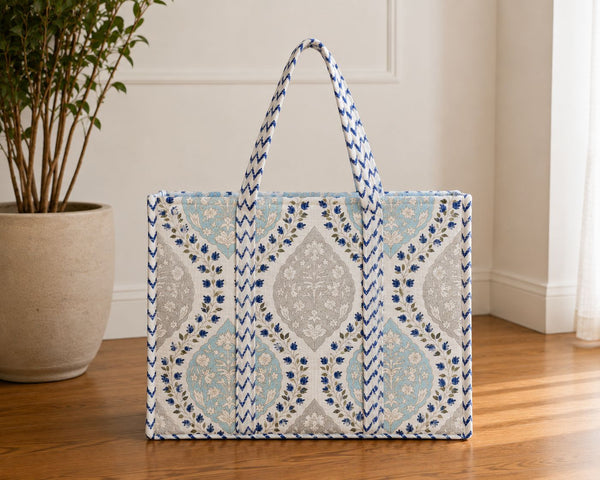 Blue Jaal (Mesh) Quilted Tote Bag