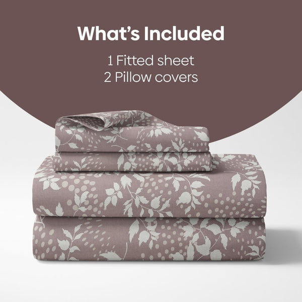 Wine foliage 100% Cotton King Fitted Bedsheet, 144 TC