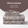 Wine foliage 100% Cotton Double Fitted Bedsheet, 144 TC