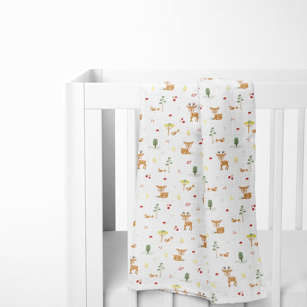 Jungle Safari Collection 100% Cotton Muslin Swaddle Pack Of4 (Woodland, Elephant, Lion, Dot)